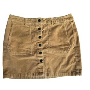 Wild Fable 16 W Brown Corduroy Botton Down Cotton Preppy Cabin Boho Mini Skirt